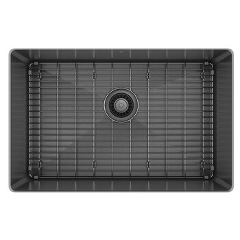 JULIEN Prochef Series ProInox H75 Single Bowl 27" W Undermount Kitchen Sink with Bottom Grid and Strainer, Black Stainless Steel