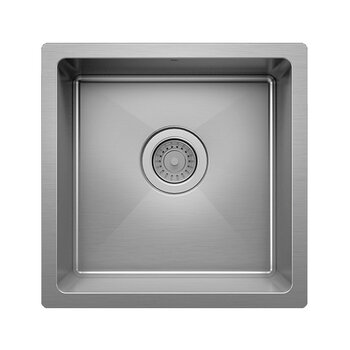 Julien PROINOX H60 Series 17'' Handcrafted Undermount Single Bowl 18-Gauge Stainless Steel Kitchen Bar Sink with Grid and Drain, Overhead View