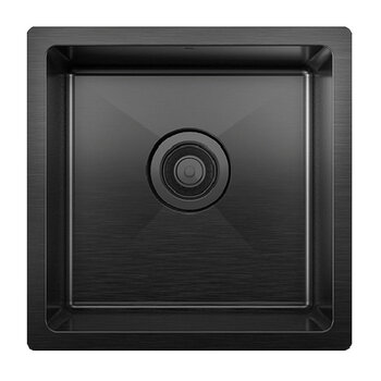 Julien PROINOX H60 Series 17'' Black PVD Handcrafted Undermount Single Bowl 18-Gauge Stainless Steel Kitchen Bar Sink with Grid and Drain, Overhead View