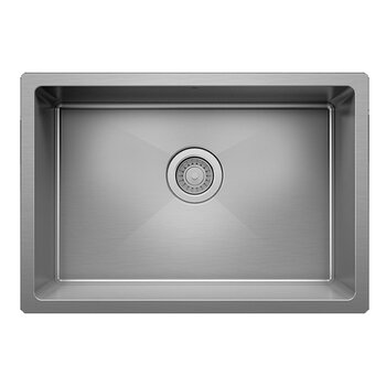 Julien PROINOX H60 Series Handcrafted Undermount Single Bowl 18-Gauge Stainless Steel Kitchen Sink with Grid and Drain, 26" Stainless Steel Overhead View w/ Strainer