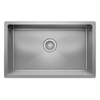 Julien PROINOX H60 Series Handcrafted Undermount Single Bowl 18-Gauge Stainless Steel Kitchen Sink with Grid and Drain, 29" Stainless Steel Overhead View w/ Strainer