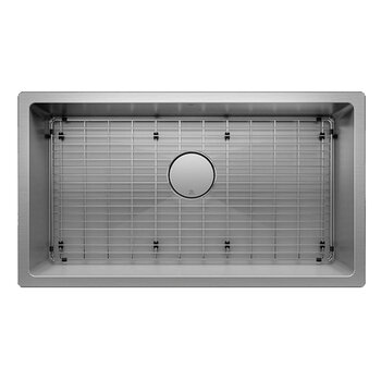 Julien PROINOX H60 Series Handcrafted Undermount Single Bowl 18-Gauge Stainless Steel Kitchen Sink with Grid and Drain, 32" Stainless Steel Overhead View w/ Grid