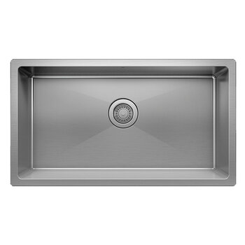 Julien PROINOX H60 Series Handcrafted Undermount Single Bowl 18-Gauge Stainless Steel Kitchen Sink with Grid and Drain, 32" Stainless Steel Overhead View w/ Strainer