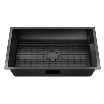 Julien PROINOX H60 Series Handcrafted Undermount Single Bowl 18-Gauge Stainless Steel Kitchen Sink with Grid and Drain, 32" Black PVD Front View