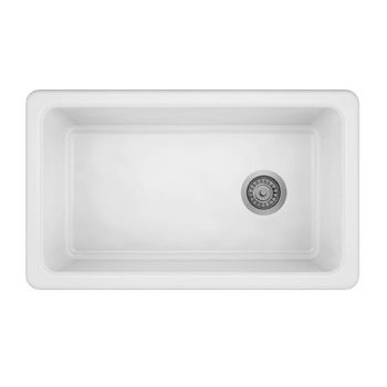 JULIEN ProTerra M125 Collection Fireclay Farmhouse Sink with Single Bowl, Glossy White, 30'' W x 18-1/8'' D x 9-7/8'' H