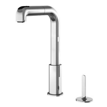 Julien Latitude Pull Out Kitchen Faucet with Dual Spray & Remote Single Lever, Polished Chrome