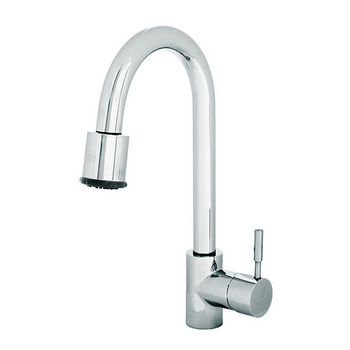 JULIEN Azur Polished Chrome Kitchen Faucet, 8"D x 15-3/4"H