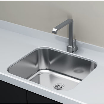 Cantrio Koncepts Single Basin Under-Mount Sink, 18-Gauge 304-Series Stainless Steel (18/10), with Strainer Drain, 20"W x 18"D x 8"H