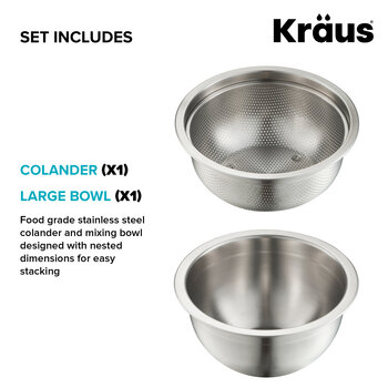 KRAUS Mixing Bowl and Colander Set Included Items