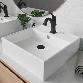 18 1 2 Square White Porcelain Ceramic Bathroom Vessel Sink