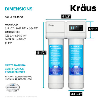 Kraus Bolden Collection Purita System Dimensions