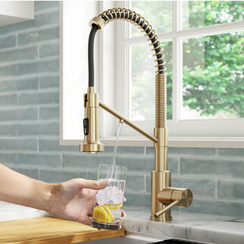 Kraus Bolden Collection 2-In-1 Faucet Spot-Free Antique Champagne Bronze w/ Purita System