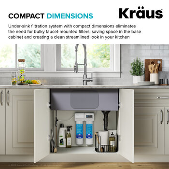 Kraus Britt™ 2-in-1 Commercial Style Pull-Down Single Handle Water Filter Kitchen Faucet in Spot-Free Stainless Steel with Purita™ 2-Stage Under-Sink Filtration System, Spout Height: 6-3/8'' H; Spout Reach: 8-5/8'' D