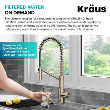 Kraus Oletto Collection Spot-Free Antique Champagne Bronze Filtered Water on Demand