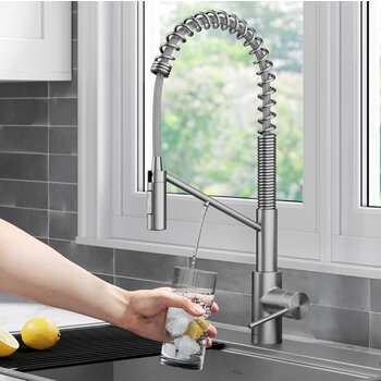 Kraus Oletto Collection 2-In-1 Faucet Spot-Free Stainless Steel w/ Purita System