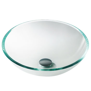 Kraus Crystal Clear Glass Vessel Sink, 16-1/2" Dia. x 5-1/2" H