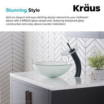 Kraus Frosted Glass Vessel Sink, 16-1/2" Dia. x 5-1/2" H