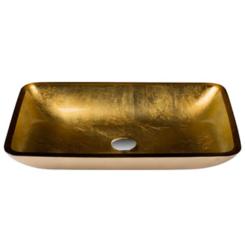 Kraus Rectangular Gold Glass Vessel Bathroom Sink With Free