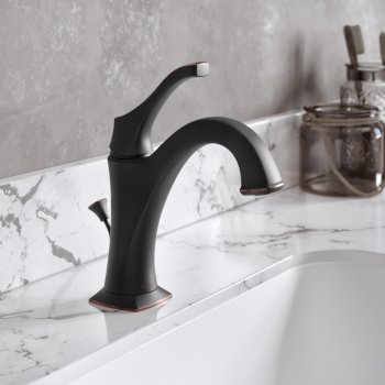 Kraus Arlo™ Oil Rubbed Bronze Single Handle Basin Bathroom Faucet with Lift Rod Drain and Deck Plate, Faucet Height: 8", Spout Reach: 5"