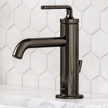 KRAUS Ramus™ Single Handle Bathroom Sink Faucet with Lift Rod Drain in Gunmetal
