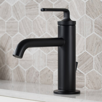 KRAUS Ramus™ Single Handle Bathroom Sink Faucet with Lift Rod Drain in Matte Black