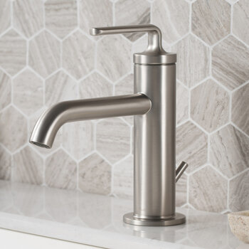 KRAUS Ramus™ Single Handle Bathroom Sink Faucet with Lift Rod Drain in Spot Free Stainless Steel