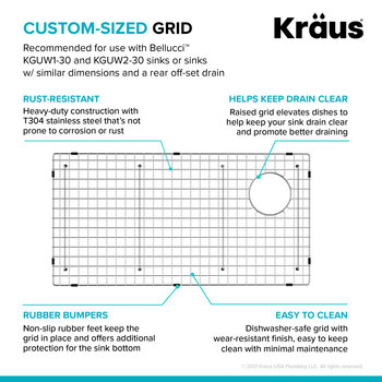 Kraus Bellucci™ Series 25'' Bottom Grid Specs