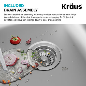 Kraus Premier 32" W Undermount 60/40 Double Bowl 18-Gauge Stainless Steel Kitchen Sink with 2x Strainers, 32" W x 20-5/8" D x 9" H, Included Drain