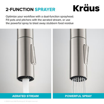 Kraus Standart PRO™ 33'' Drop In / Undermount Single Bowl 18-Gauge Stainless Steel Kitchen Sink and Oletto Pull Down Faucet in Spot-Free Stainless Steel, 2-Function Sprayer