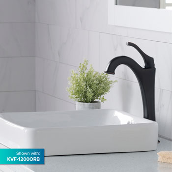 Kraus Elavo Ceramic Square Semi-Recessed Bathroom Sink with Overflow, White