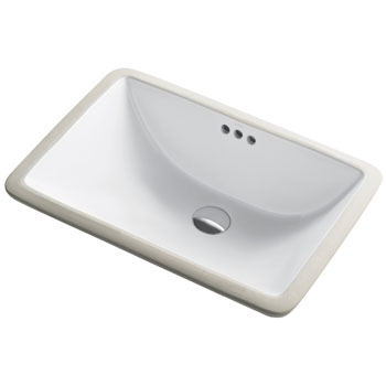 Kraus Rectangular White Ceramic Undermount Bathroom Sink With