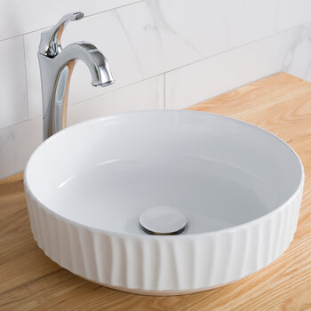 KRAUS 15-3/4" Round Sink w/ Pop Up Drain Angle View