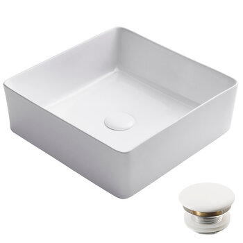 KRAUS 15-5/8" Sink White w/ Pop Up Drain Included Items