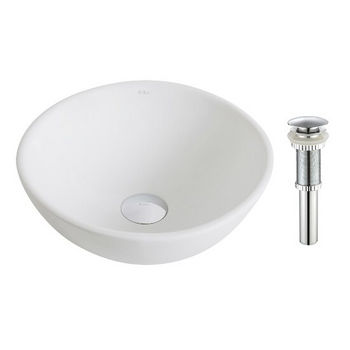 Kraus Elavo Ceramic Small Round Vessel Bathroom Sink, White