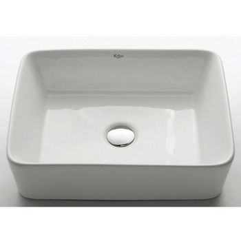 Kraus White Rectangular Ceramic Sink with Pop Up Drain, 19-1/5"W x 15-1/5"D x 5-2/7"H