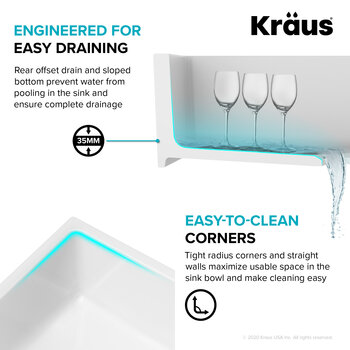 KRAUS Gloss White Easy Draining Info