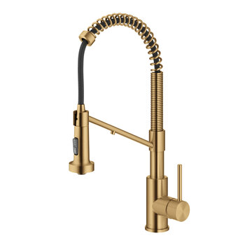 Kraus Bolden™ 2-in-1 Commercial Pull-Down Single Handle Water Filter Kitchen Faucet for Water Filtration System, Brushed Brass, 19-1/4'' H