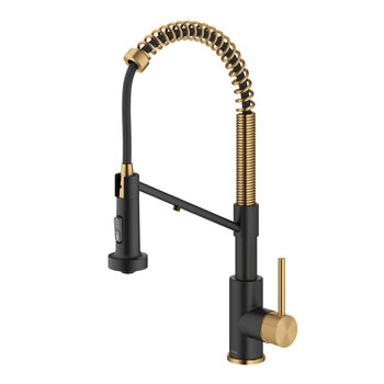 Kraus Bolden™ 2-in-1 Commercial Pull-Down Single Handle Water Filter Kitchen Faucet for Water Filtration System, Brass/Matte Black, 19-1/4'' H