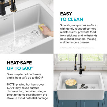 Kraus Bellucci™ 33'' Workstation Drop In Retrofit Farmhouse Single Bowl Granite Kitchen Sink with Accessories, White Easy to Clean