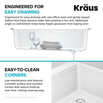 Kraus Bellucci™ 33'' Workstation Drop In Retrofit Farmhouse Single Bowl Granite Kitchen Sink with Accessories, White Easy Draining