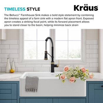 Kraus Bellucci™ 33'' Workstation Drop In Retrofit Farmhouse Single Bowl Granite Kitchen Sink with Accessories, White Timeless Style