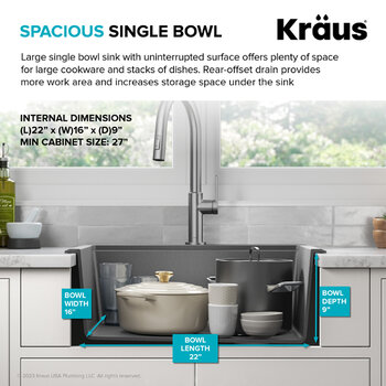 Kraus Bellucci Collection 25" Spacious Single Bowl Info