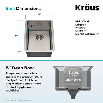 KRAUS Standart PRO™ 14'' Sink Dimensions