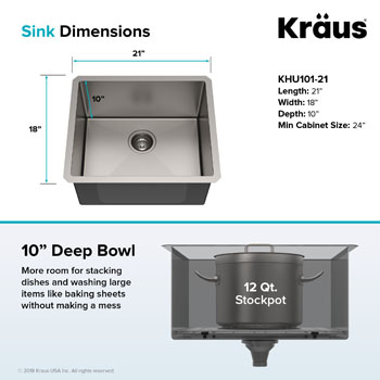 KRAUS Standart PRO™ 21'' Sink Dimensions