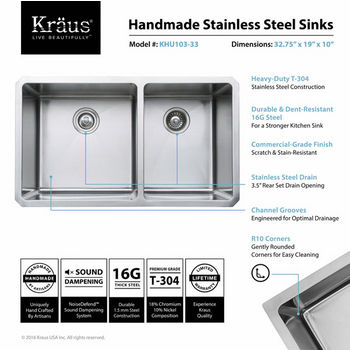 Kraus Stainless Steel Sink Specifications