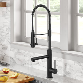 KRAUS Artec Pro™ Commercial Style Pre-Rinse Single Handle Kitchen Faucet with Pot Filler in Matte Black