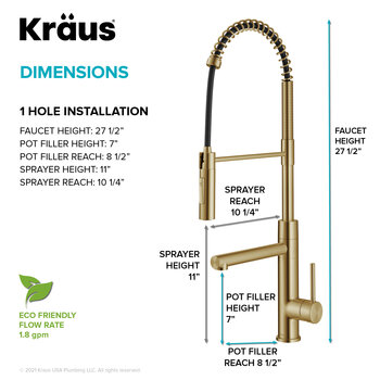 KRAUS Brushed Brass Dimensions