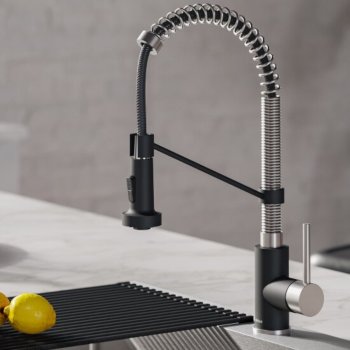 Stainless Steel / Matte Black Faucet