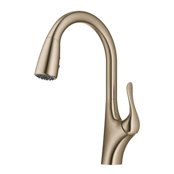 Kraus Merlin™ Single Handle Pull-Down Kitchen Faucet in Brushed Gold, Faucet Height: 15-5/8'' H, Spout Reach: 9-1/8'' D, Spout Height: 8-5/8'' H