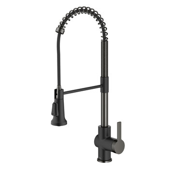 Kraus Britt™ Commercial Pull-Down Single Handle Kitchen Faucet in Matte Black / Spot Free Black Stainless Steel, Faucet Height: 22-1/4'' H